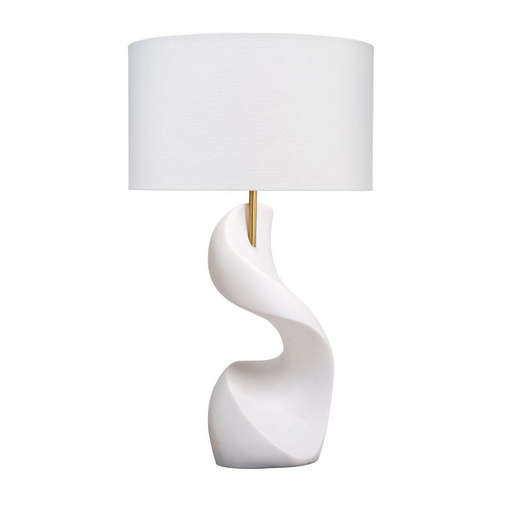 Koz Accent Table Lamp, Linen Shade, White Curved Sculpture 32 Inch -BM334565