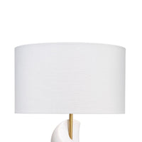 Koz Accent Table Lamp, Linen Shade, White Curved Sculpture 32 Inch -BM334565