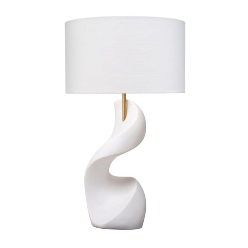 Koz Accent Table Lamp, Linen Shade, White Curved Sculpture 32 Inch -BM334565
