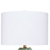 Aggy Accent Table Lamp, White Linen Shade, Green Glass Base 23 Inch -BM334566
