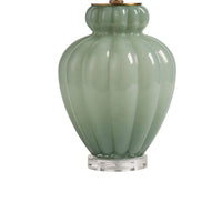 Aggy Accent Table Lamp, White Linen Shade, Green Glass Base 23 Inch -BM334566