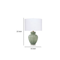 Aggy Accent Table Lamp, White Linen Shade, Green Glass Base 23 Inch -BM334566