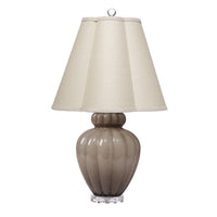 Aggy Accent Table Lamp, 23 Inch, Linen Scallop Shade, Taupe Glass Base -BM334567