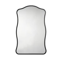 Ari Wall Mirror, 38 Inch, Black Metal Wavy Frame, Hand Forged Iron -BM334570