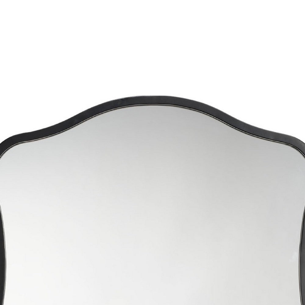 Ari Wall Mirror, 38 Inch, Black Metal Wavy Frame, Hand Forged Iron -BM334570