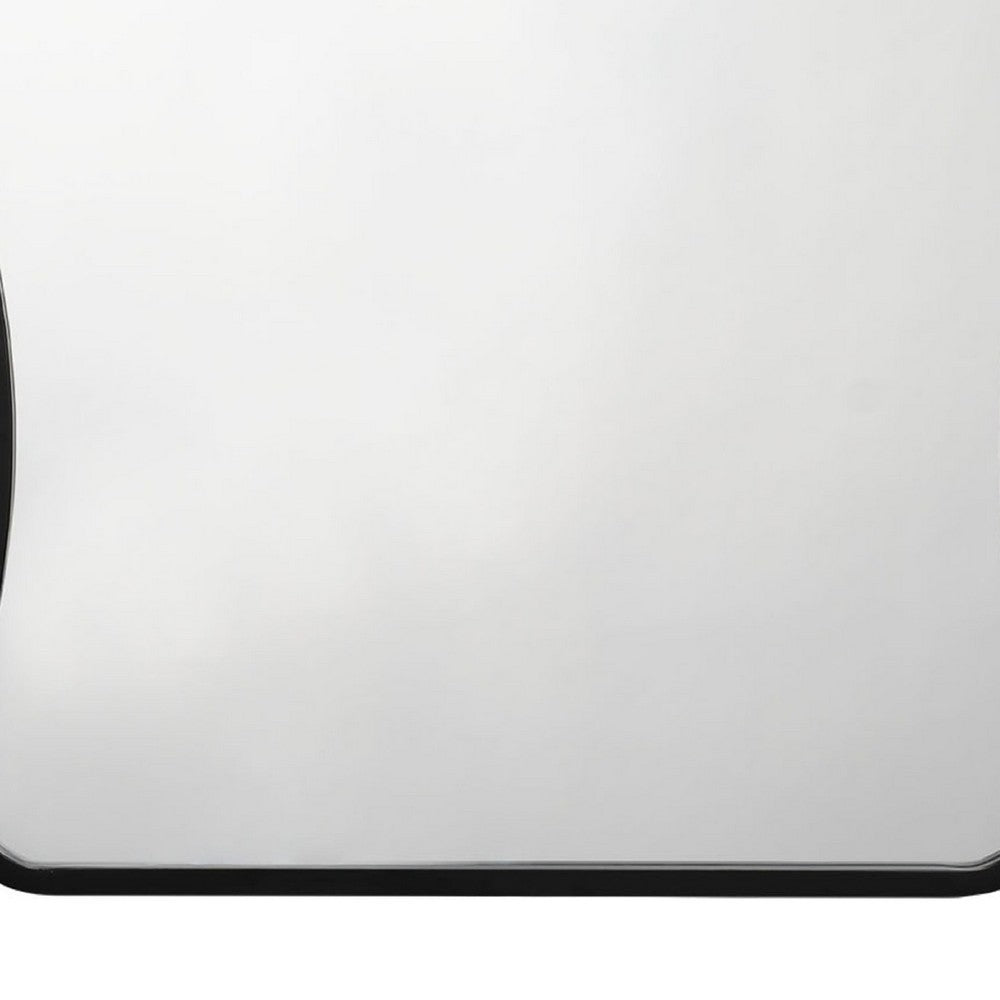 Ari Wall Mirror, 38 Inch, Black Metal Wavy Frame, Hand Forged Iron -BM334570