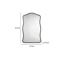 Ari Wall Mirror, 38 Inch, Black Metal Wavy Frame, Hand Forged Iron -BM334570