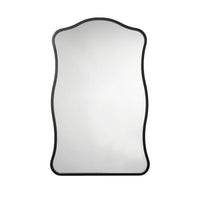 Ari Wall Mirror, 38 Inch, Black Metal Wavy Frame, Hand Forged Iron -BM334570