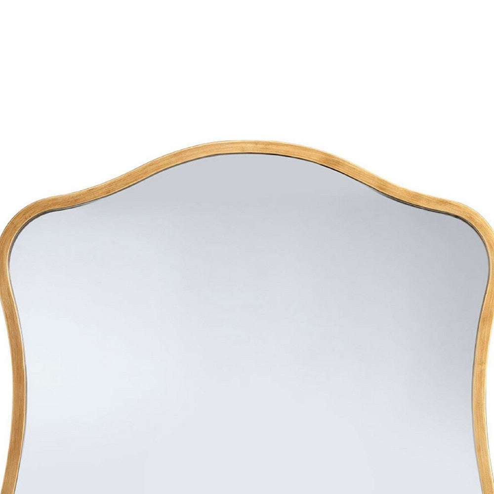 Ari Wall Mirror, 38 Inch, Brass Metal Wavy Frame, Hand Forged Iron -BM334571
