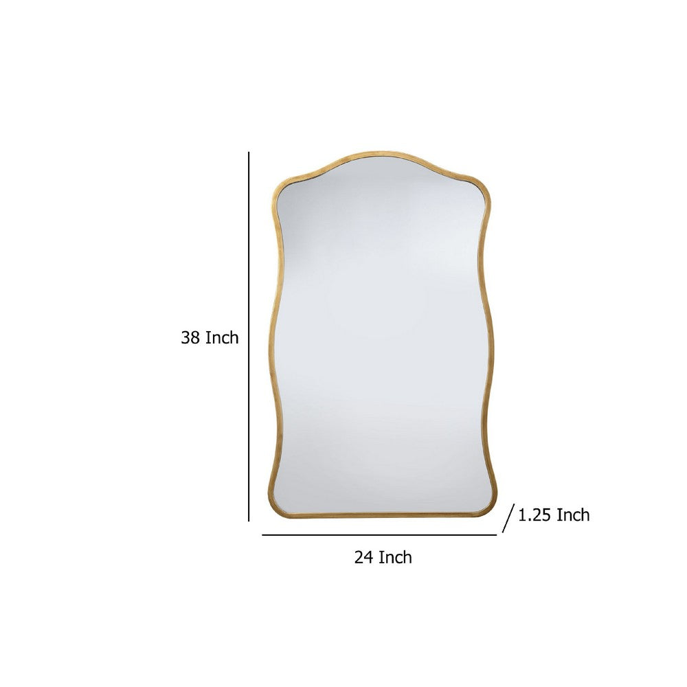 Ari Wall Mirror, 38 Inch, Brass Metal Wavy Frame, Hand Forged Iron -BM334571