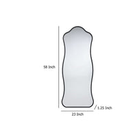 Ari Floor Mirror, 58 Inch, Black Metal Wavy Frame, Hand Forged Iron -BM334572