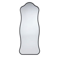 Ari Floor Mirror, 58 Inch, Black Metal Wavy Frame, Hand Forged Iron -BM334572