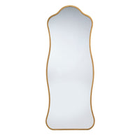Ari Floor Mirror, 58 Inch, Brass Metal Wavy Frame, Hand Forged Iron -BM334573