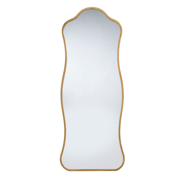 Ari Floor Mirror, 58 Inch, Brass Metal Wavy Frame, Hand Forged Iron -BM334573
