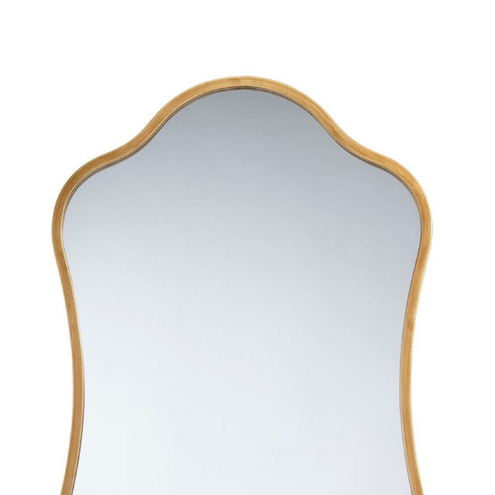 Ari Floor Mirror, 58 Inch, Brass Metal Wavy Frame, Hand Forged Iron -BM334573