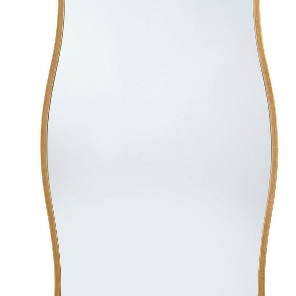 Ari Floor Mirror, 58 Inch, Brass Metal Wavy Frame, Hand Forged Iron -BM334573
