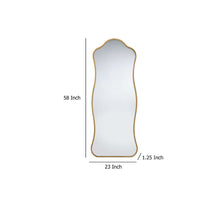 Ari Floor Mirror, 58 Inch, Brass Metal Wavy Frame, Hand Forged Iron -BM334573