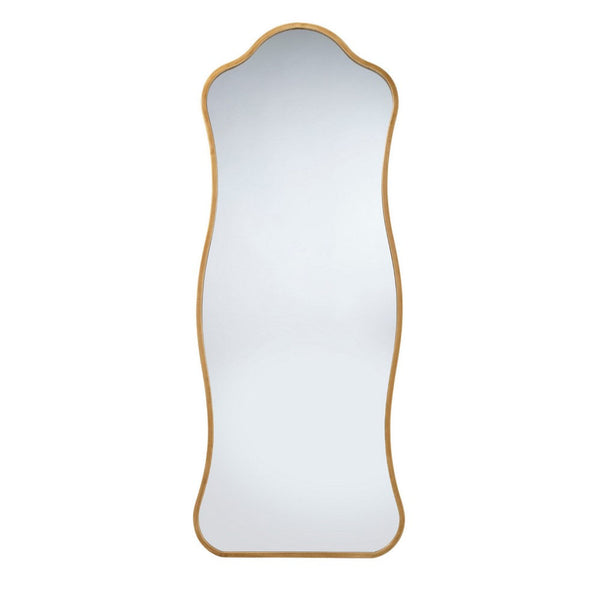 Ari Floor Mirror, 58 Inch, Brass Metal Wavy Frame, Hand Forged Iron -BM334573