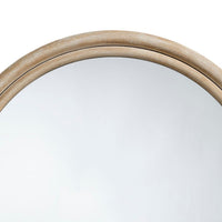 Riri Round Wall Mirror, 36 Inch Brown Wood Frame, Non Beveled Frame -BM334574