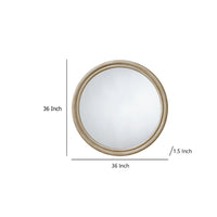 Riri Round Wall Mirror, 36 Inch Brown Wood Frame, Non Beveled Frame -BM334574