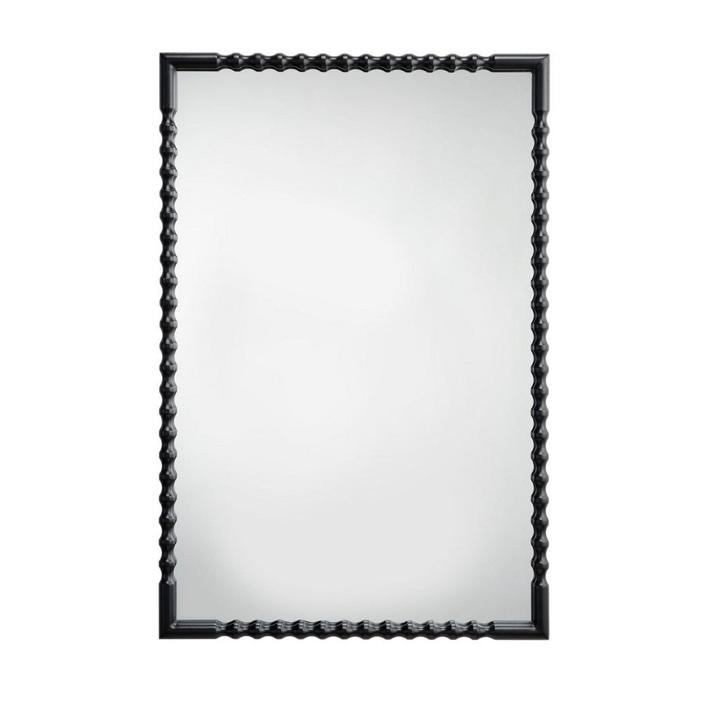 Perz Accent Wall Mirror, 24x36 Rectangular Beaded Frame, Forged Iron -BM334575
