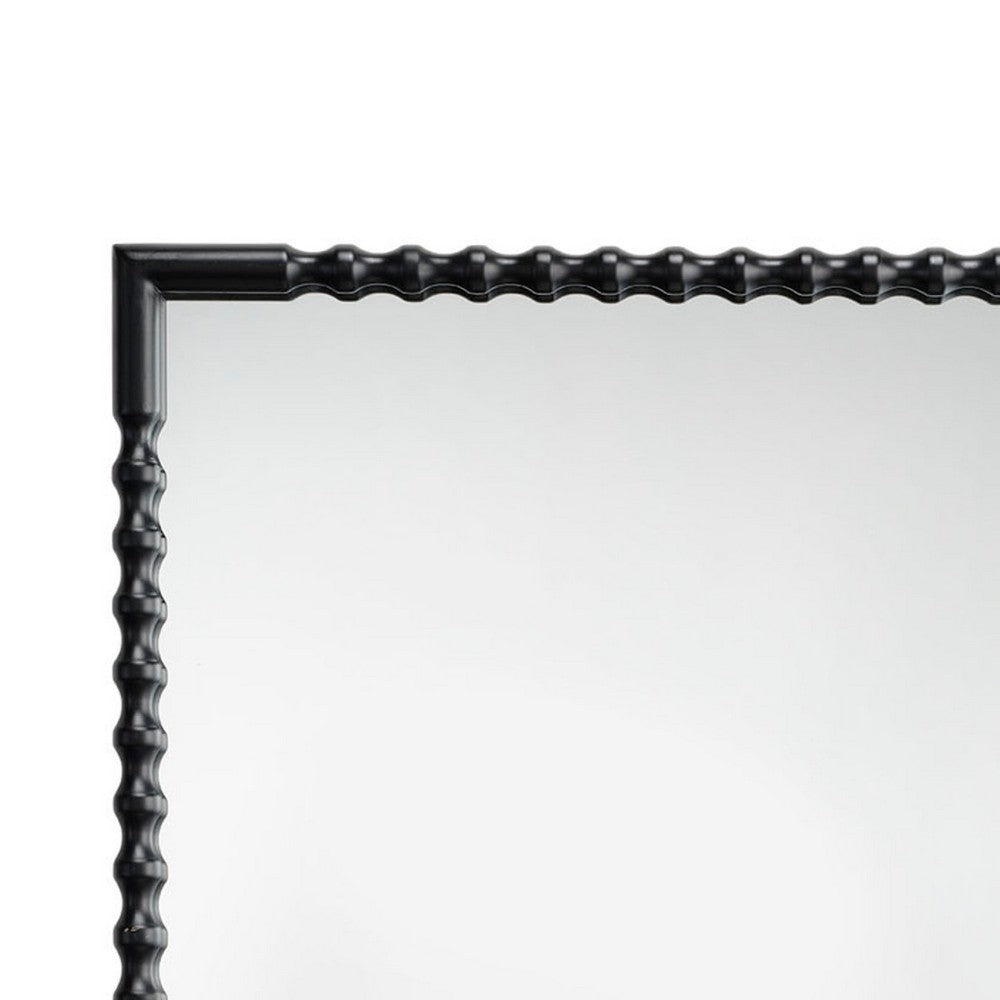 Perz Accent Wall Mirror, 24x36 Rectangular Beaded Frame, Forged Iron -BM334575