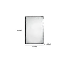 Perz Accent Wall Mirror, 24x36 Rectangular Beaded Frame, Forged Iron -BM334575