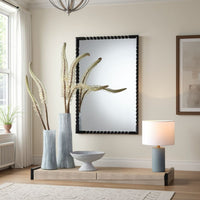 Perz Accent Wall Mirror, 24x36 Rectangular Beaded Frame, Forged Iron -BM334575
