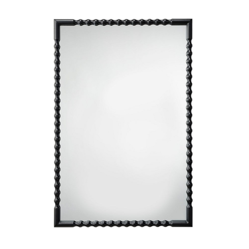 Perz Accent Wall Mirror, 24x36 Rectangular Beaded Frame, Forged Iron -BM334575