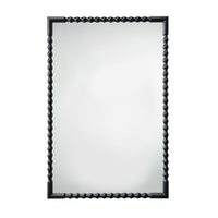 Perz Accent Wall Mirror, 24x36 Rectangular Beaded Frame, Forged Iron -BM334575