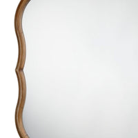 Deri Scalloped Wall Mirror, 31 Inch Brown Frame, Non Beveled Edge -BM334576