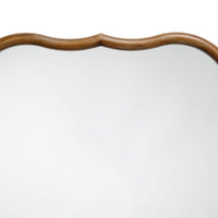 Deri Scalloped Wall Mirror, 31 Inch Brown Frame, Non Beveled Edge -BM334576