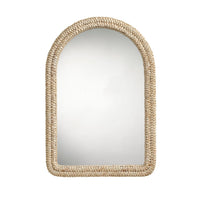 Grix Wall Mirror, 38 Inch Brown Braided Arch Frame, Woven Cornhusk -BM334577