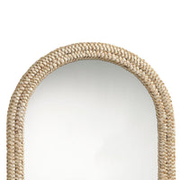 Grix Wall Mirror, 38 Inch Brown Braided Arch Frame, Woven Cornhusk -BM334577