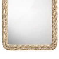 Grix Wall Mirror, 38 Inch Brown Braided Arch Frame, Woven Cornhusk -BM334577
