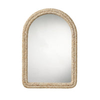 Grix Wall Mirror, 38 Inch Brown Braided Arch Frame, Woven Cornhusk -BM334577