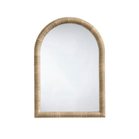 Tipz Wall Mirror, 34 Inch Natural Brown Arch Frame, Woven Seagrass -BM334578