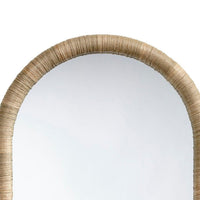 Tipz Wall Mirror, 34 Inch Natural Brown Arch Frame, Woven Seagrass -BM334578