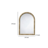 Tipz Wall Mirror, 34 Inch Natural Brown Arch Frame, Woven Seagrass -BM334578
