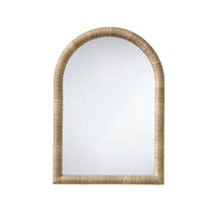 Tipz Wall Mirror, 34 Inch Natural Brown Arch Frame, Woven Seagrass -BM334578