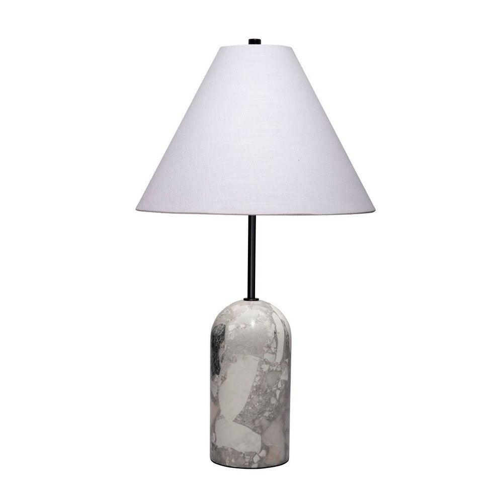 Hely Accent Table Lamp, Linen Cone Shade, Travertine Stone 28 Inch -BM334579