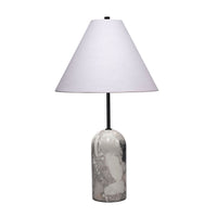 Hely Accent Table Lamp, Linen Cone Shade, Travertine Stone 28 Inch -BM334579