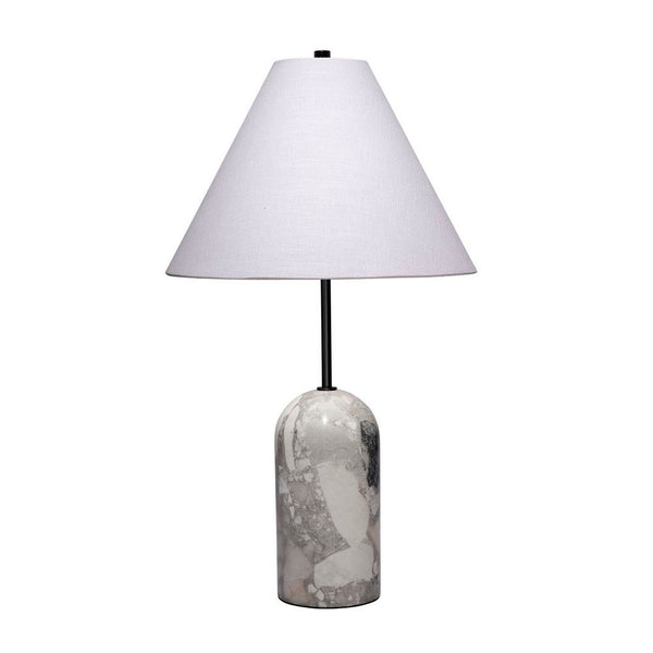 Hely Accent Table Lamp, Linen Cone Shade, Travertine Stone 28 Inch -BM334579