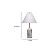 Hely Accent Table Lamp, Linen Cone Shade, Travertine Stone 28 Inch -BM334579