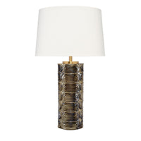 Wrix Accent Table Lamp, White Linen Shade, Ceramic Brown Base 29 Inch -BM334580
