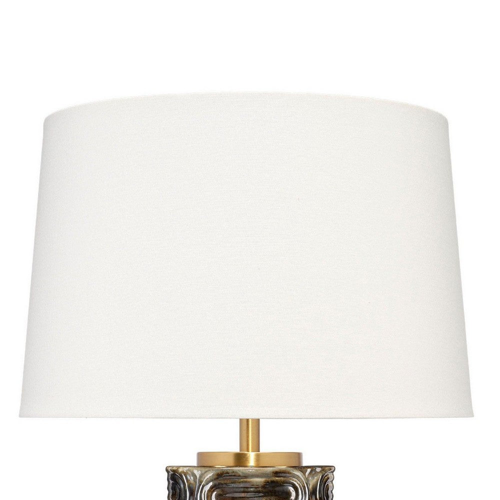 Wrix Accent Table Lamp, White Linen Shade, Ceramic Brown Base 29 Inch -BM334580