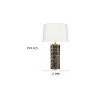 Wrix Accent Table Lamp, White Linen Shade, Ceramic Brown Base 29 Inch -BM334580