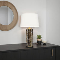 Wrix Accent Table Lamp, White Linen Shade, Ceramic Brown Base 29 Inch -BM334580
