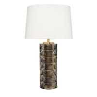 Wrix Accent Table Lamp, White Linen Shade, Ceramic Brown Base 29 Inch -BM334580