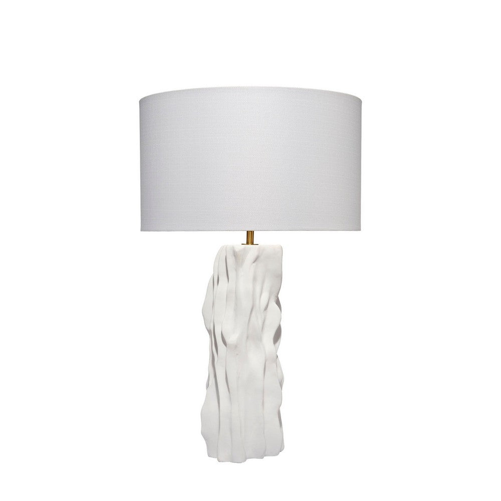 Sery Table Lamp, Linen Shade, Matte White Textured Ceramic 31 Inch -BM334581